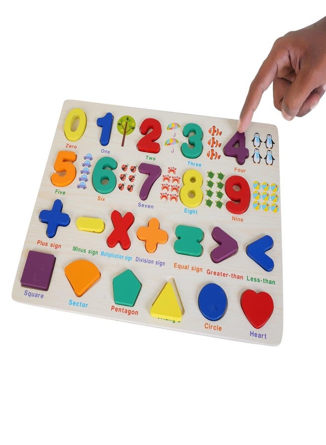 BUFACK Wooden Numbers,Math Symbols Puzzle- Kids Toys for 2-5 Years boy - Puzzles for Kids for Age 4 -Educational Toys for 3 Year Old - peg Board - Wooden Toy (Symbols Desgn Medium) - Image 5